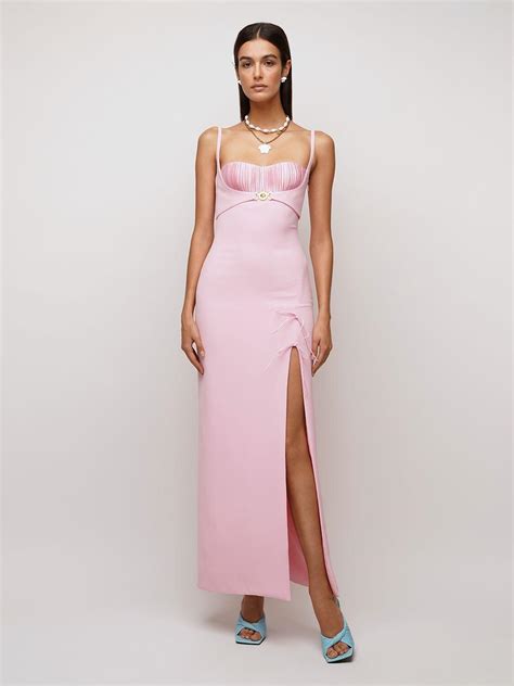 versace sleeveless silk cady long dress|Meer.